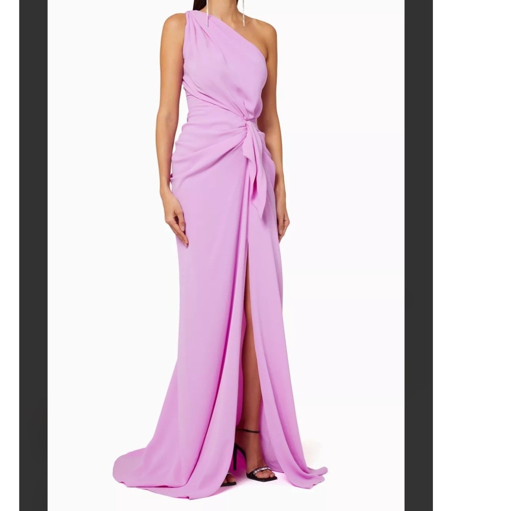 Rhea Costa Orchid Pink Silk Blend One Shoulder Draped Gown XL NEW formal wedding
